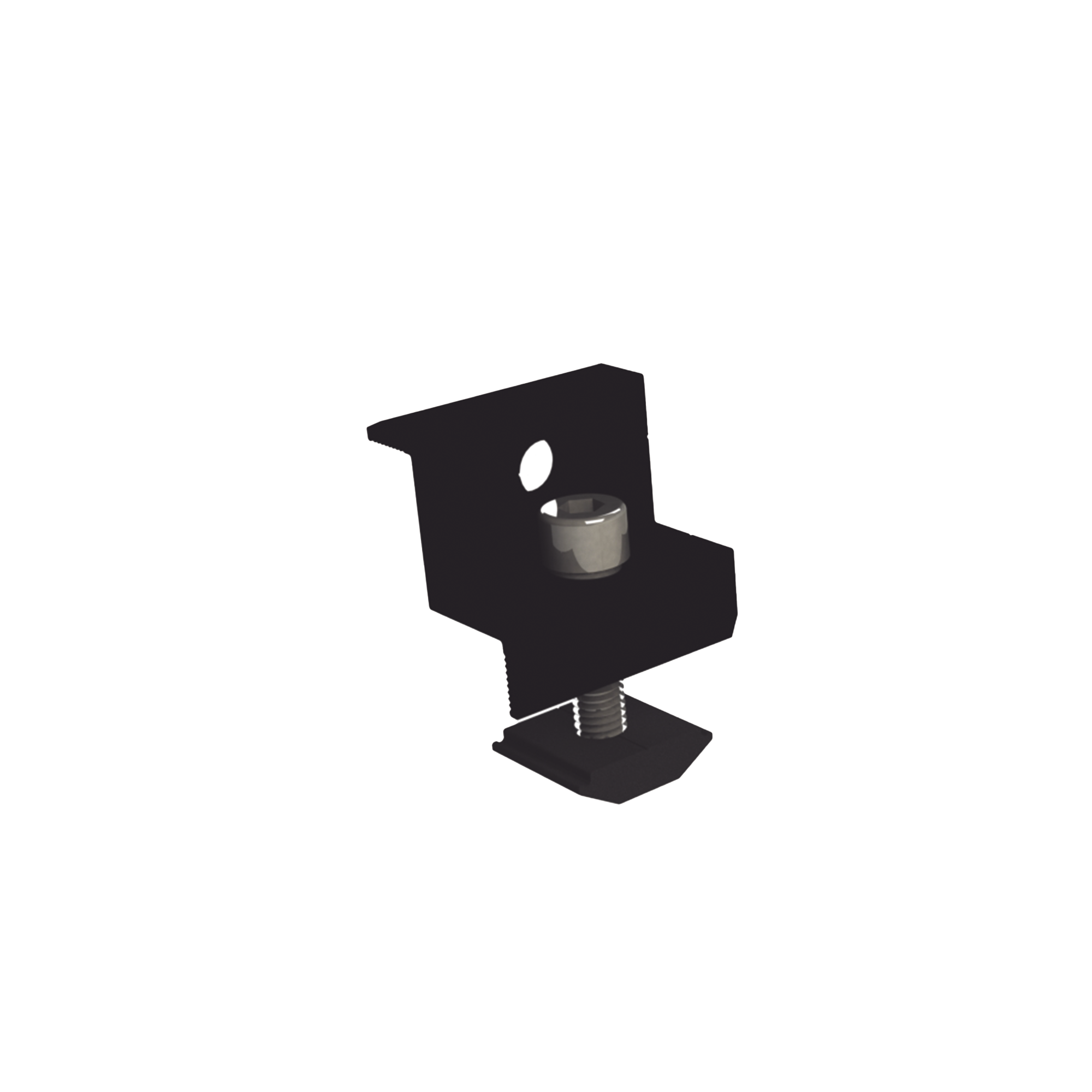 EPLECN230/35B|Sujetador final anodizado negro 30 mm y 35 mm para montaje de paneles solares en riel 5 y 8